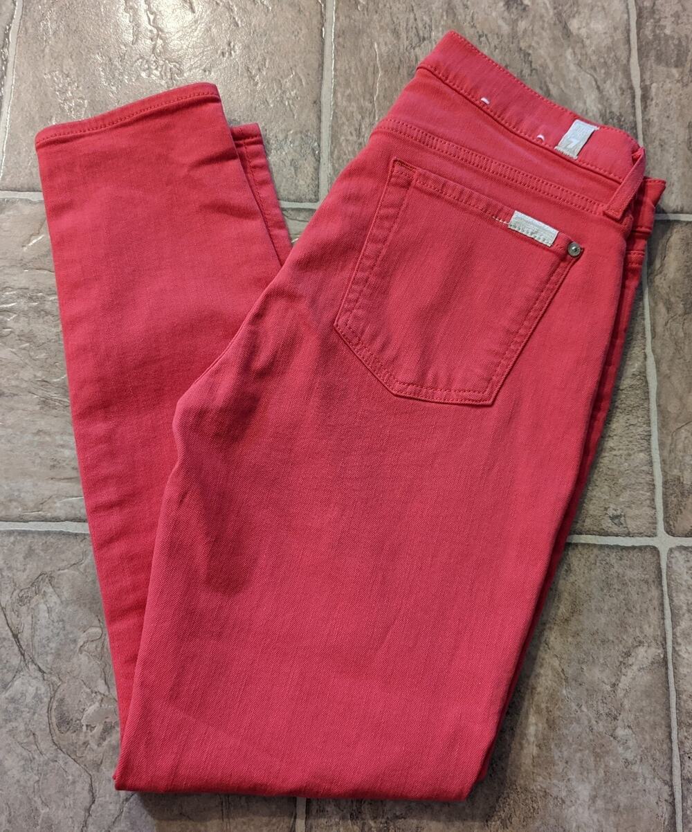 7 For All Mankind women sz 29 Ankle Gwenevere Jeans redish pink stretchy 3459